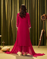 Crepe silk A-line salwar red color